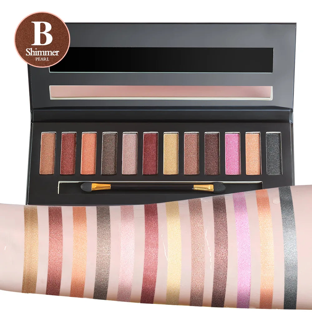 Fit Colors 12-Shade Eyeshadow Palette – Blush & Highlighter Kit Eyeshadow Palette PRIMED B Shimmer pearl