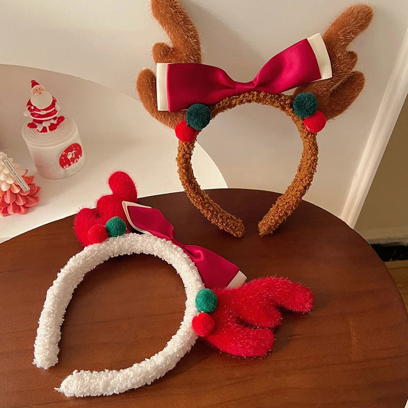 Kids Christmas Headband – Elk, Snowflake & Bow Cosplay Hairband Kids Holiday Headband PRIMED