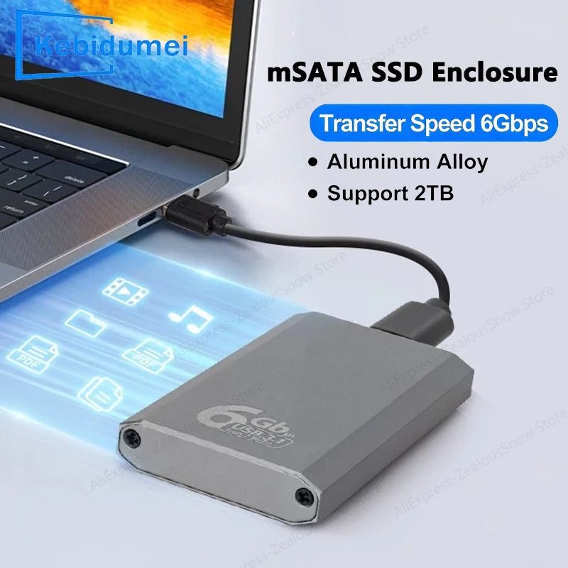 mSATA SSD Enclosure USB 3.1 Gen2 Type-C Adapter Case 6Gbps SSD Enclosure Adapter PRIMED