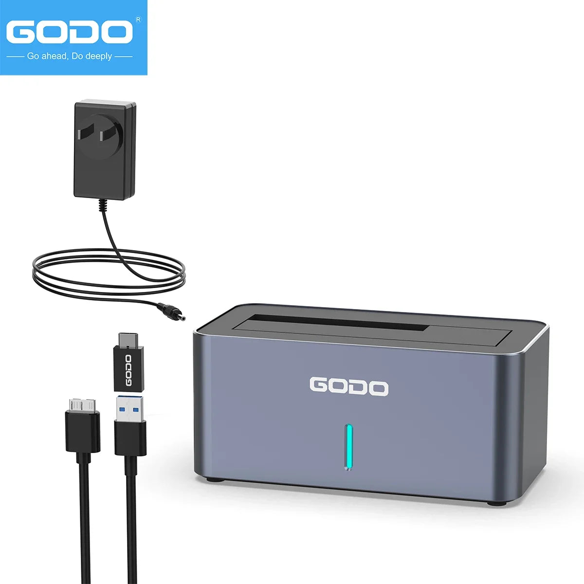 GODO USB 3.0 SAS/SATA Hard Drive Docking Station – 2.5/3.5" Hard Drive Dock PRIMED