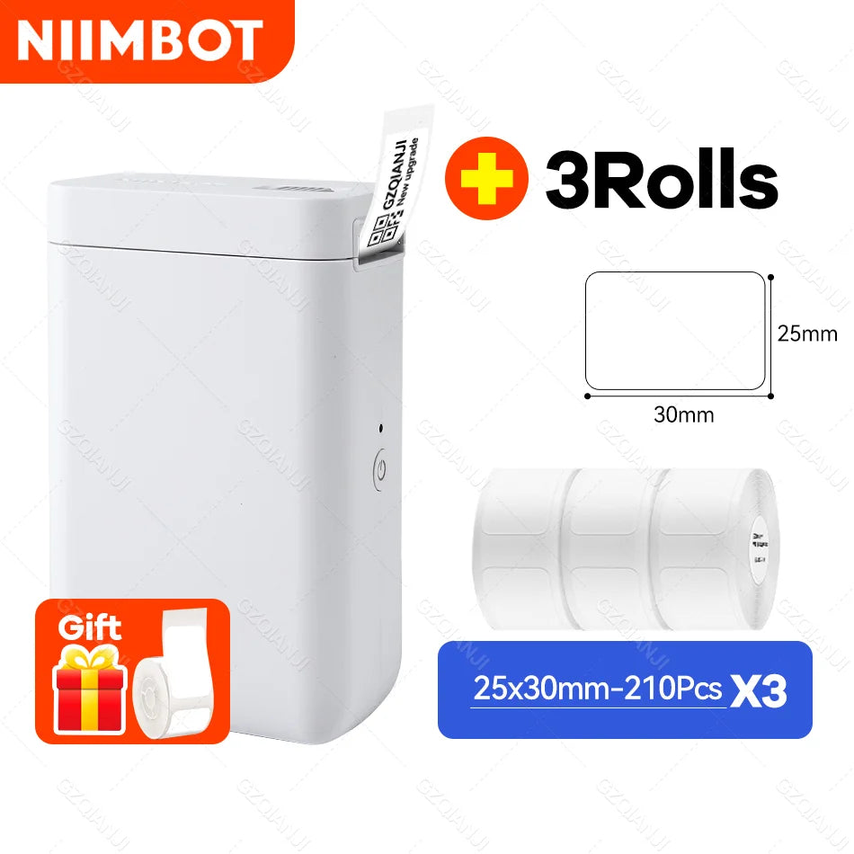 Niimbot D101 Portable Inkless Bluetooth Thermal Label Printer Thermal Label Printer PRIMED D101 add 3 White