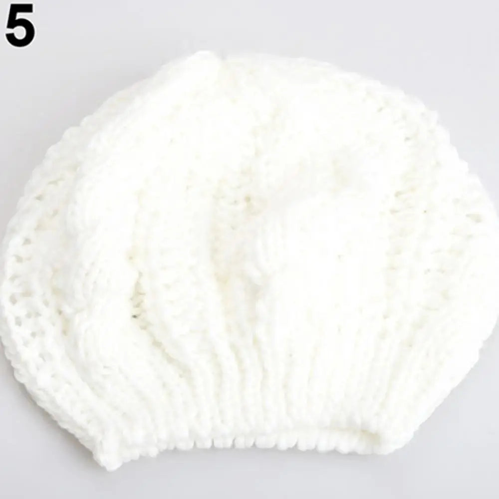 Women's Braided Knit Beret Beanie Hat – Warm Winter Ski Cap Knit Beret Beanie PRIMED White