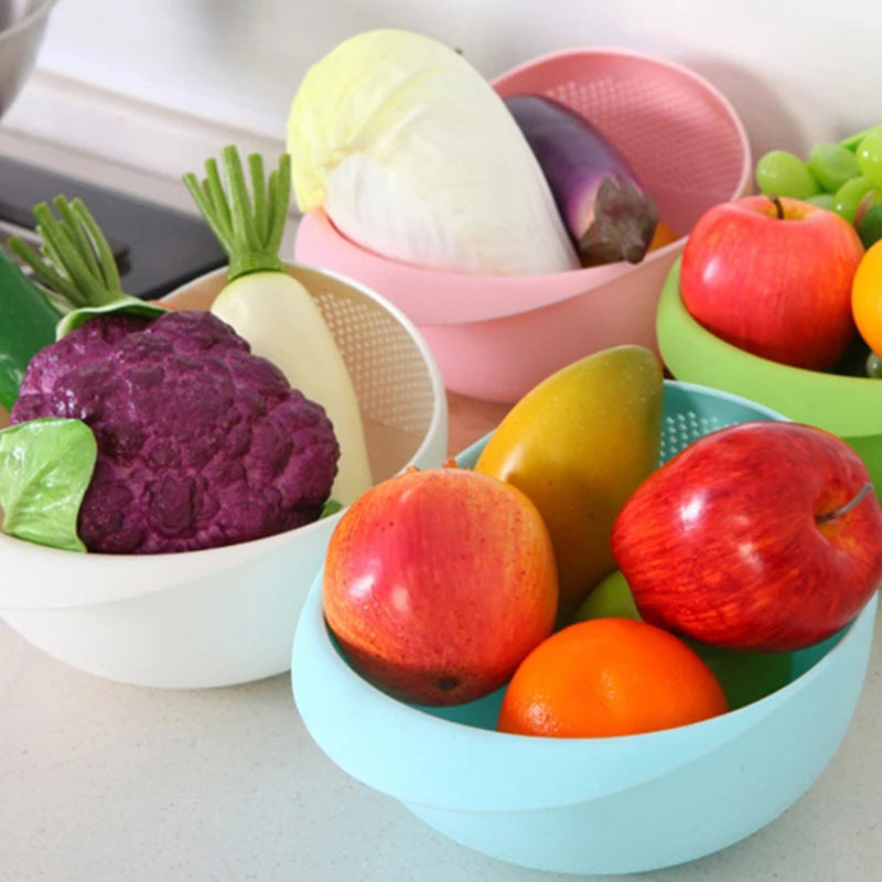 Plastic Rice Sieve Colander & Kitchen Drain Basket w/ Handles Kitchen Colander Strainer PRIMED