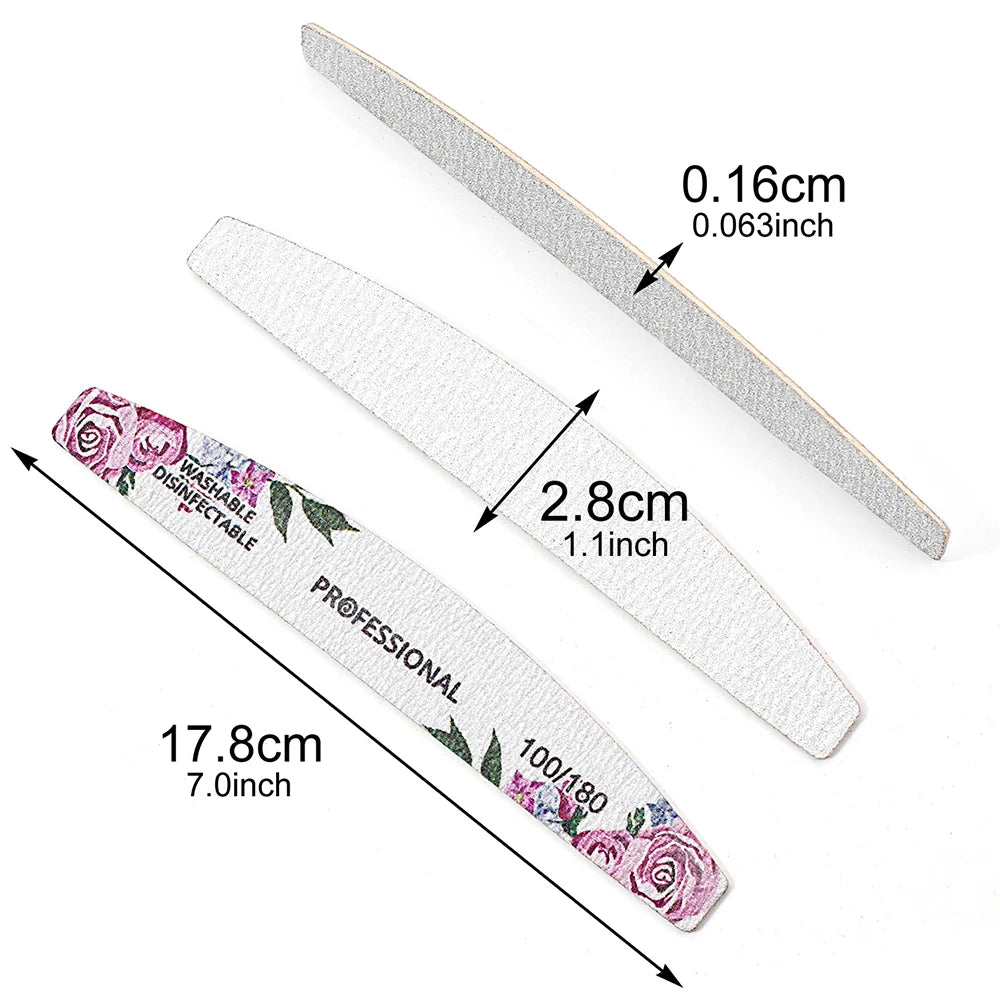 Rose Print Wooden Nail Files 100/180 Grit | 2/5/10 Pack