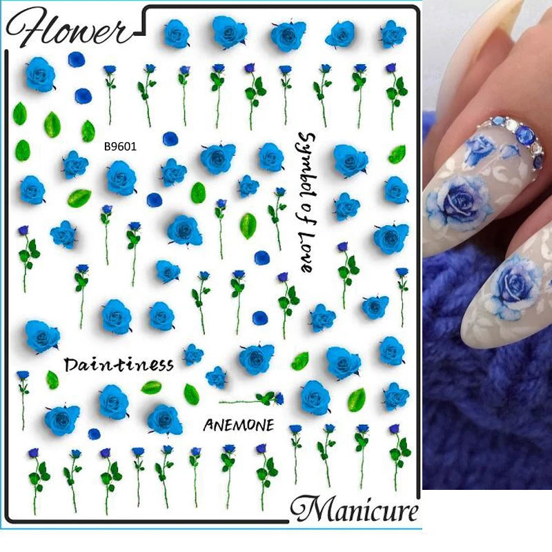 Sunflower Floral 3D Nail Art Water Transfer Decals Stickers