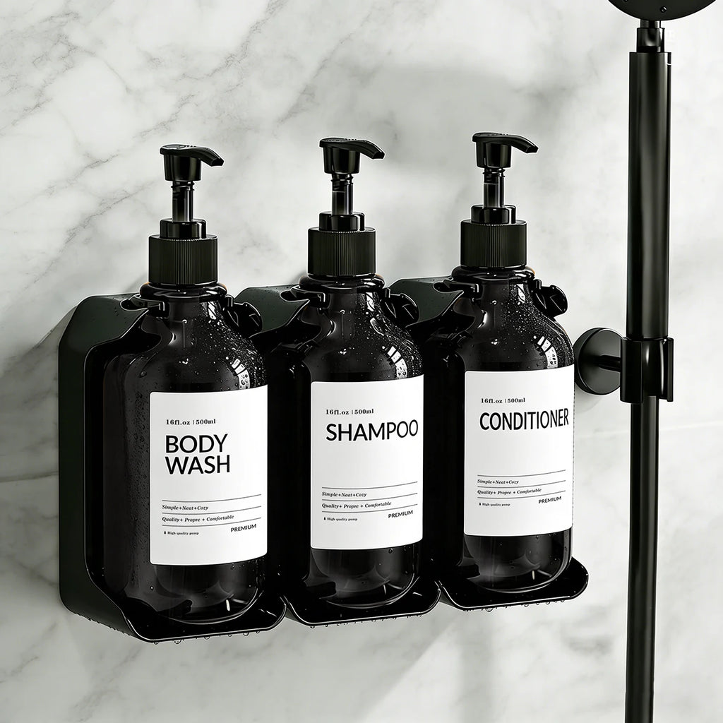 Wall Mount Shampoo & Conditioner Dispenser – 2 or 3 Chamber Set Shower Dispenser Set PRIMED
