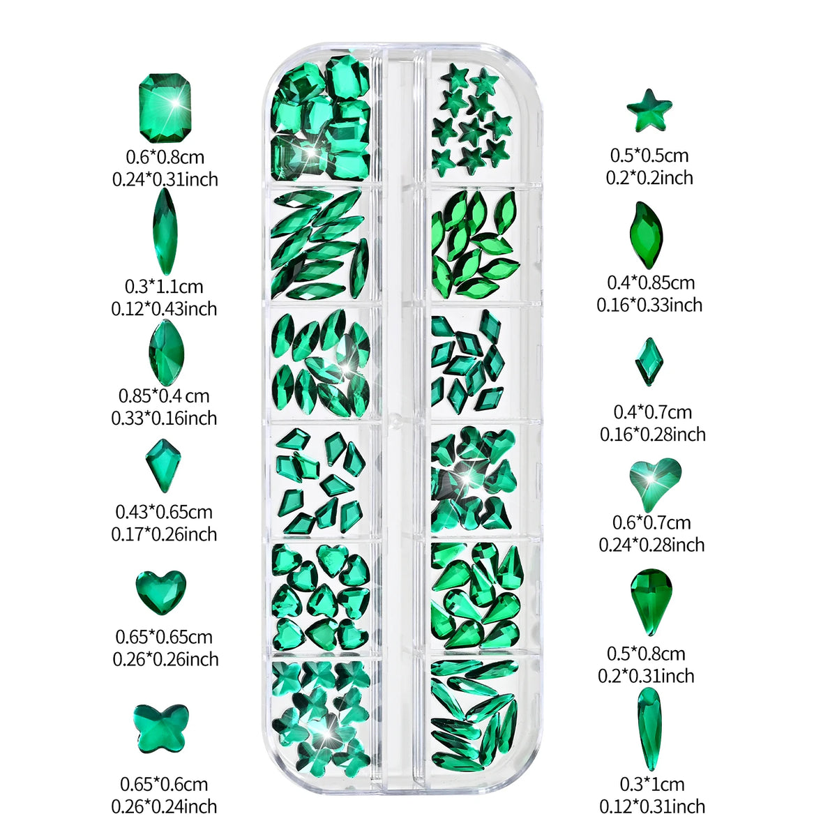 2-Box Nail Art Rhinestones – Stars, Butterflies & Gem Shapes Nail Art Rhinestones PRIMED