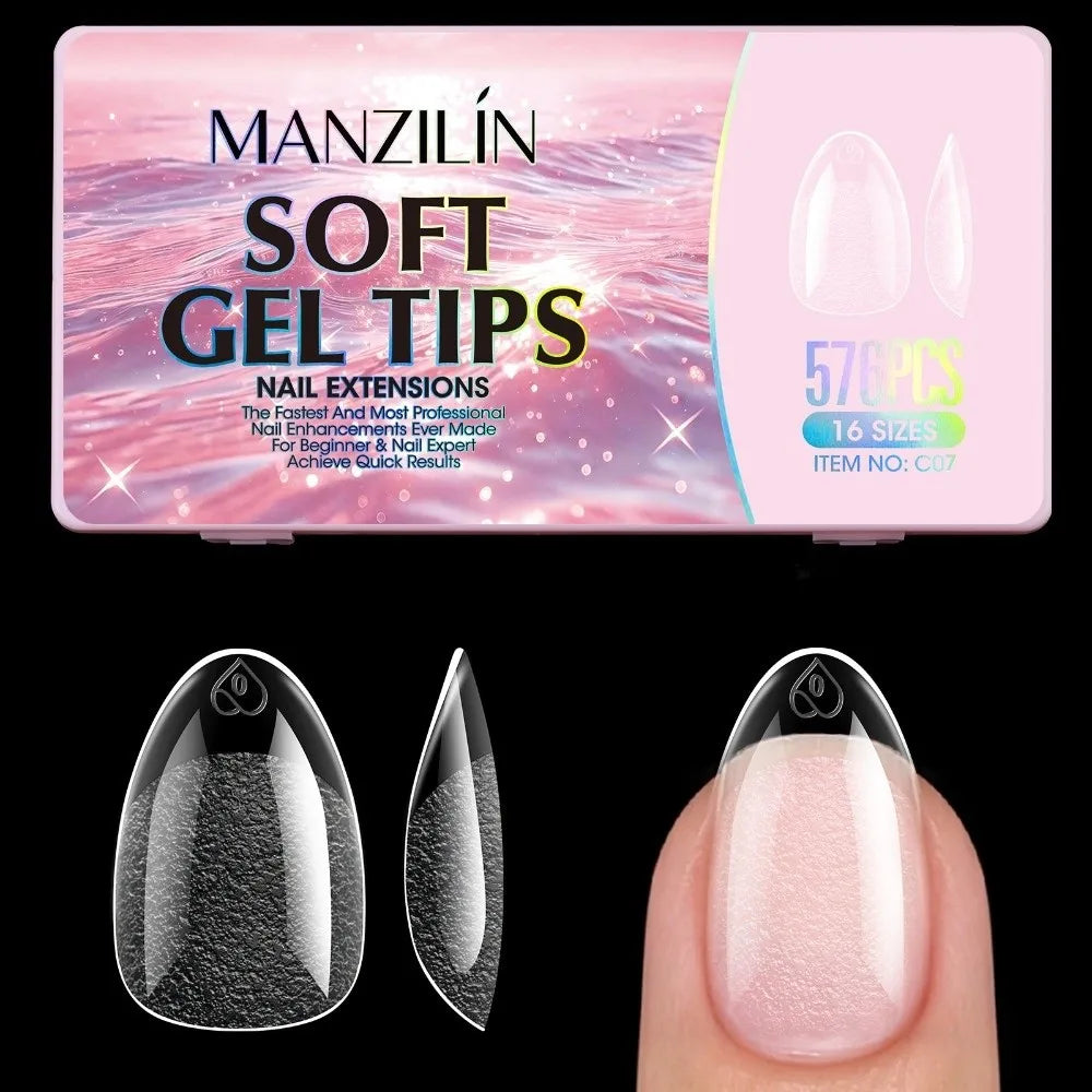 576Pcs Clear Press On Nail Tips | 16 Sizes Full Cover DIY Kit