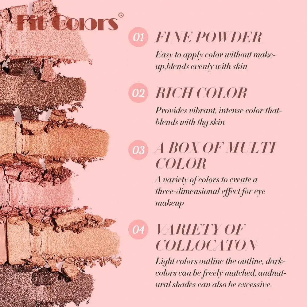 Fit Colors 12-Shade Eyeshadow Palette – Blush & Highlighter Kit Eyeshadow Palette PRIMED