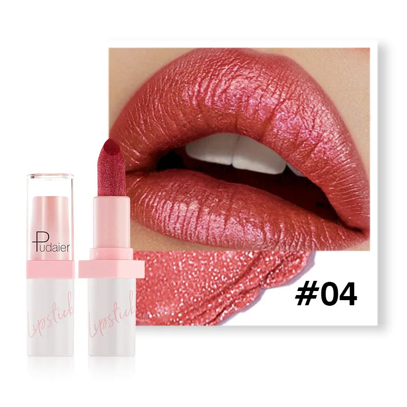 Pudaier Diamond Lipstick 10 Shades – Waterproof Glitter Lip