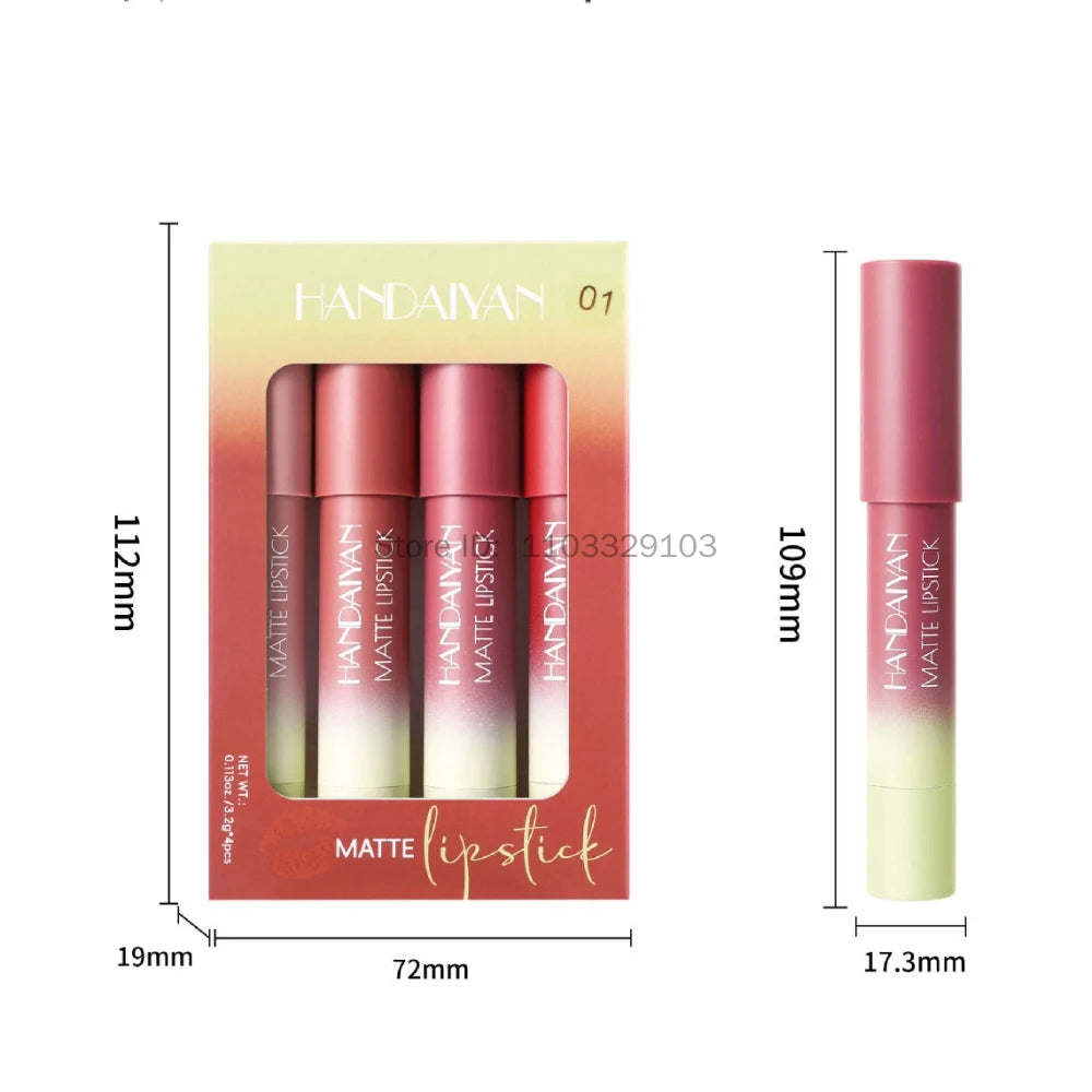 4-Pack Waterproof Matte Lip Liner Set – Nude, Brown & Red Lip Liner Set PRIMED