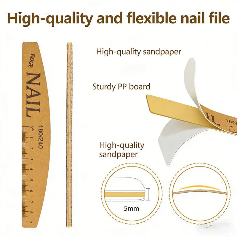 10-Pack Double-Sided Washable Ruler Nail Files | Multi-Grit