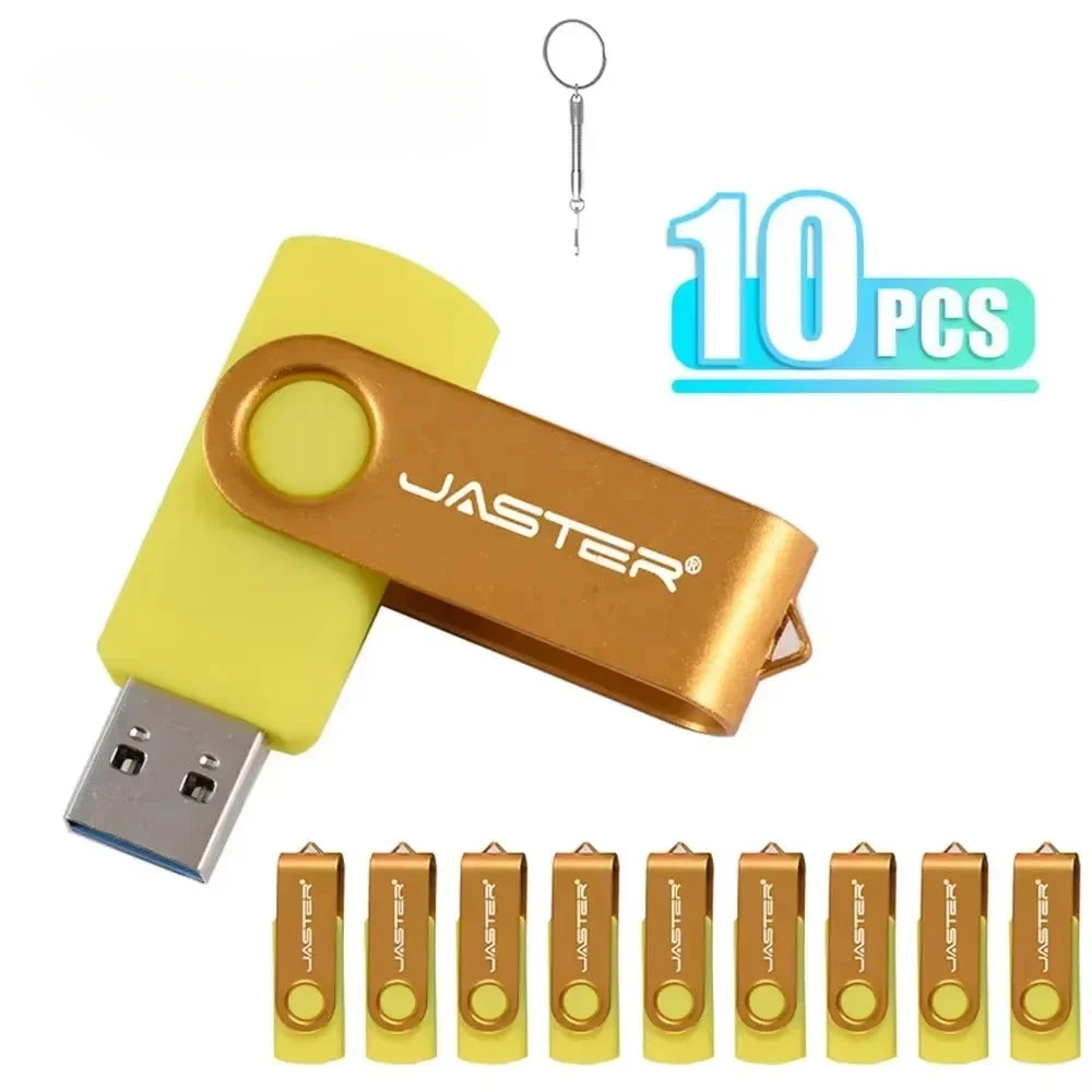 10-Pack Rotatable USB Flash Drives 128GB – Custom Logo Bulk USB Flash Drive PRIMED 512MB(Not GB) YELLOW CN