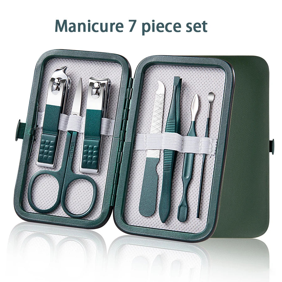 Stainless Steel Manicure Set 6–18 Pcs with Leather Case | Gift Manicure Tool Set PRIMED 7pcs set