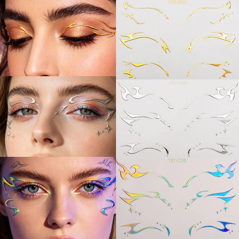 Holographic Laser Eyeliner Stickers – Waterproof Face Art Decals Face Art Sticker PRIMED