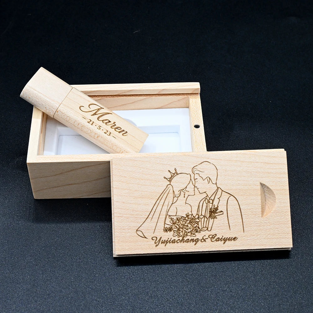 30-Pack Custom Logo Wooden USB 3.0 Flash Drives 16GB 32GB Wooden USB Flash Drive PRIMED