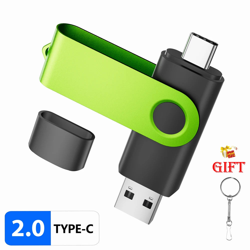 USB & Type-C 2-in-1 Flash Drive 4GB–128GB | Keychain Pendrive