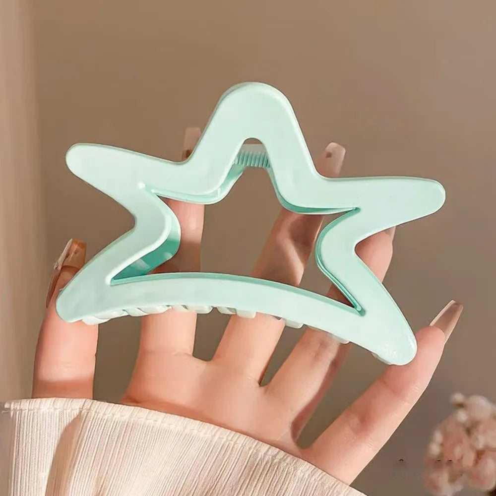 Star Bow Shark Hair Clip – Acrylic Jelly Claw Clip for Women