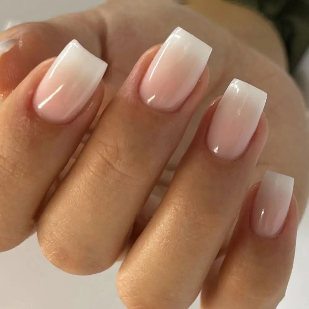 Almond & Square Press-On Nails 24pcs | DIY French Manicure