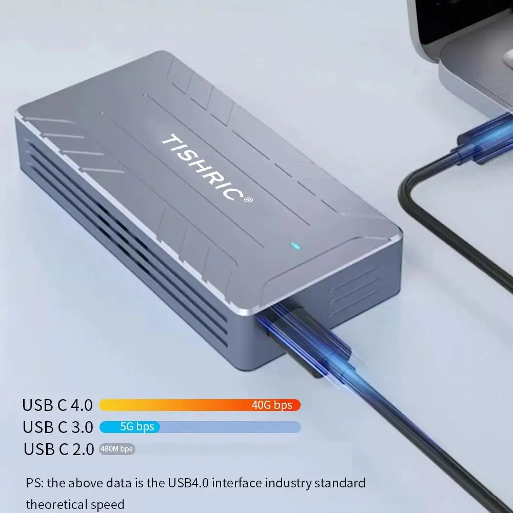 TISHRIC 40Gbps USB 4.0 M.2 NVMe SSD Enclosure – Aluminum NVMe SSD Enclosure PRIMED