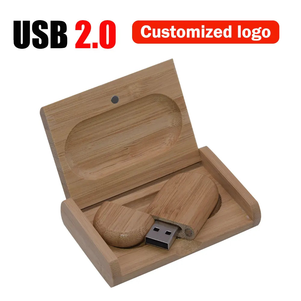 Wooden USB Flash Drive Custom Logo | 4GB–128GB Bamboo Maple Custom USB Flash Drive PRIMED 4GB Carbonize with box