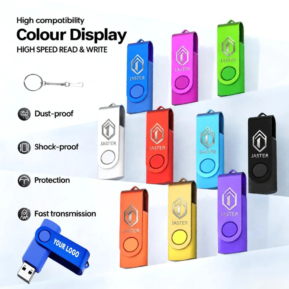 Custom Logo Metal USB Flash Drive Keychain 4GB–128GB USB Flash Drive PRIMED