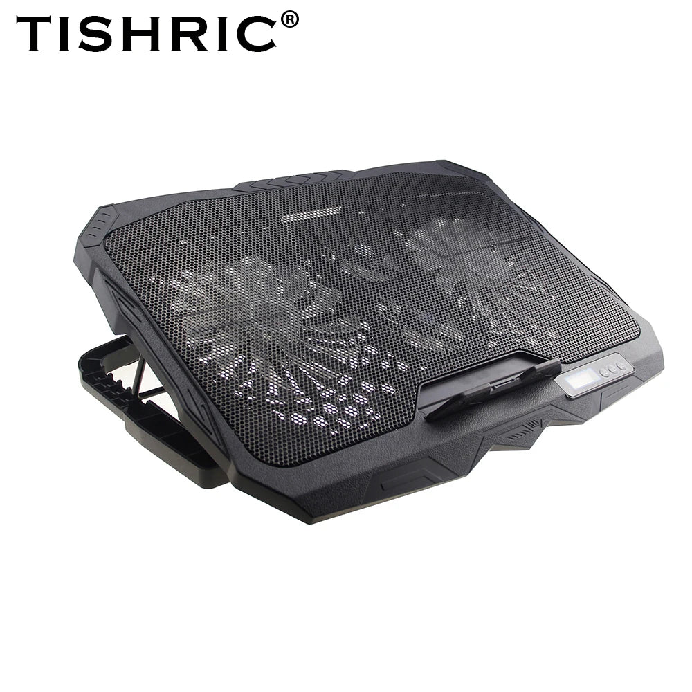 TISHRIC Laptop Cooling Pad 12–17" | 4 Fans, LCD, Dual USB Laptop Cooling Pad PRIMED black China Mainland