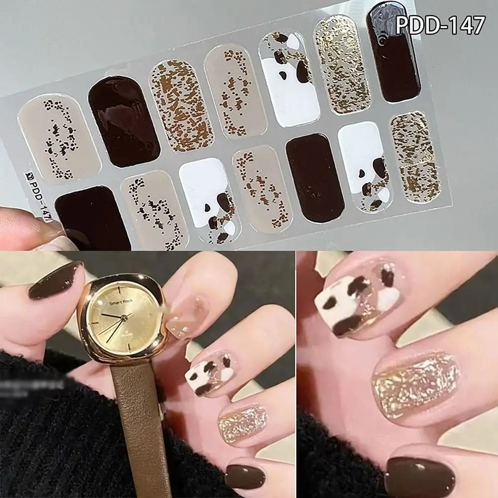 Semi-Cured Gel Nail Stickers – Floral Full Cover DIY Nail Art