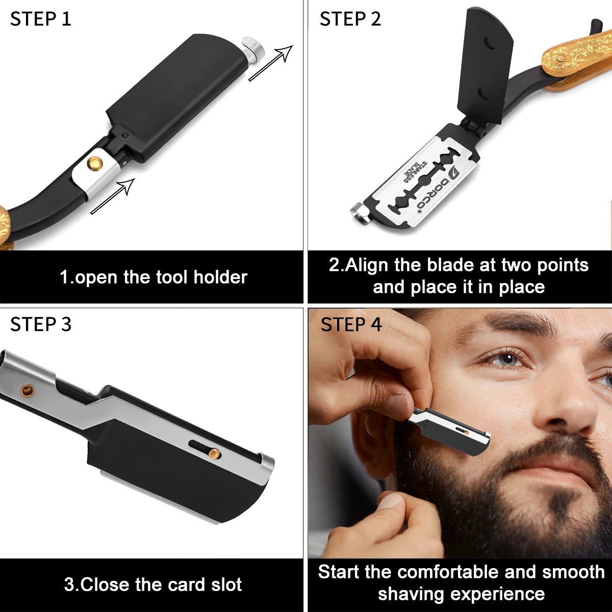 Vintage Straight Razor Replaceable Blades – Stainless Steel Shaver