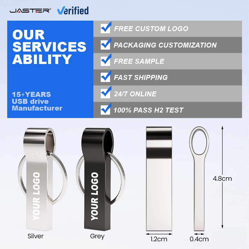 JASTER Mini Metal USB Flash Drive 16–128GB | Custom Logo Key Ring USB Flash Drive PRIMED