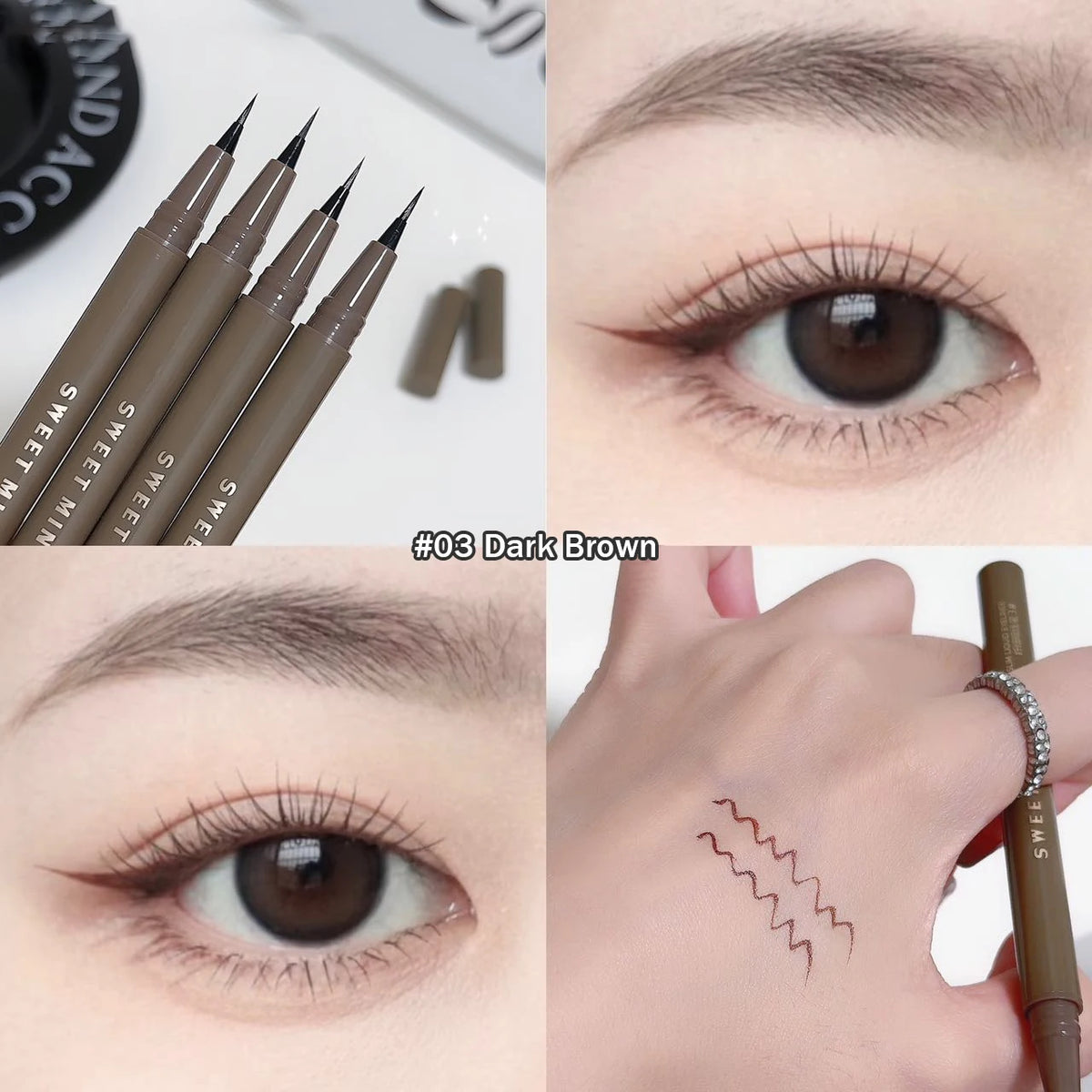 SWEET MINT 0.05mm Waterproof Liquid Eyebrow & Eyeliner Pen Liquid Eyebrow Pen PRIMED 03 Dark Brown