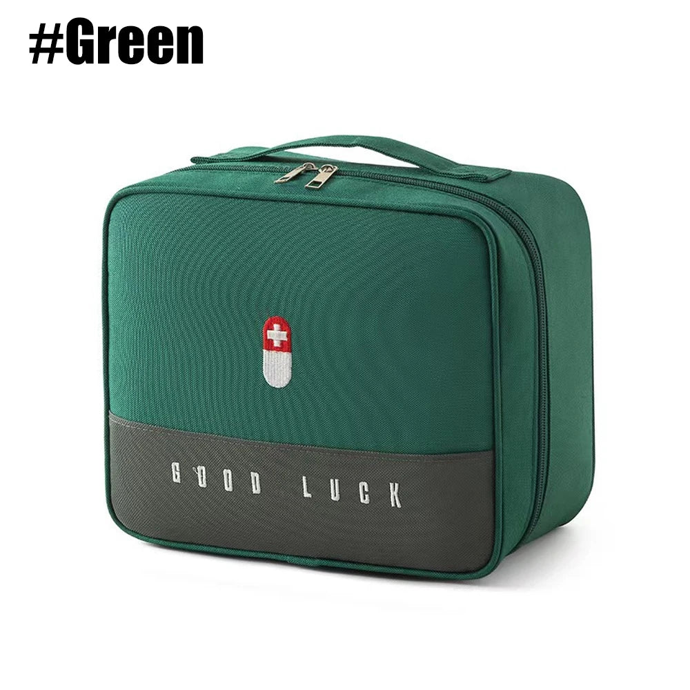 Red Portable First Aid Bag – Multi-Compartment Medical Organizer