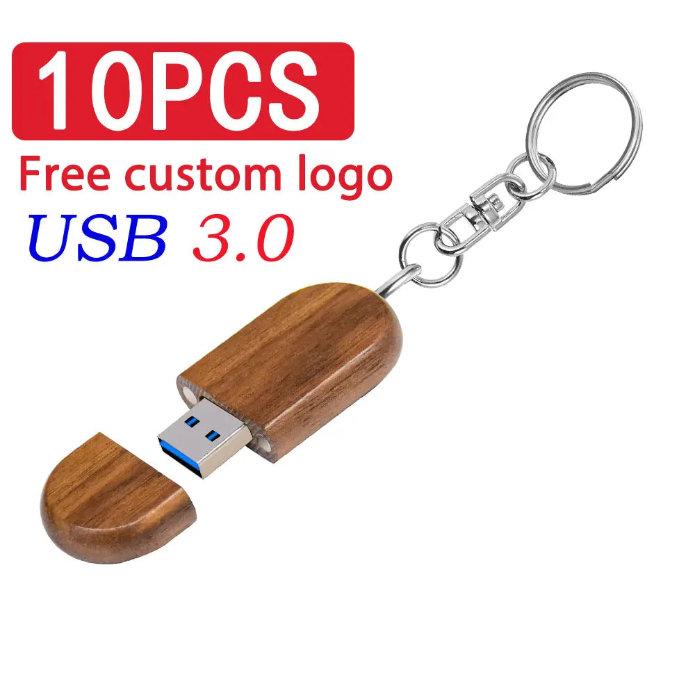 10-Pack Custom Logo Maple Wood USB 3.0 Flash Drives 8–128GB Wooden USB Flash Drive PRIMED 8 GB Walnut