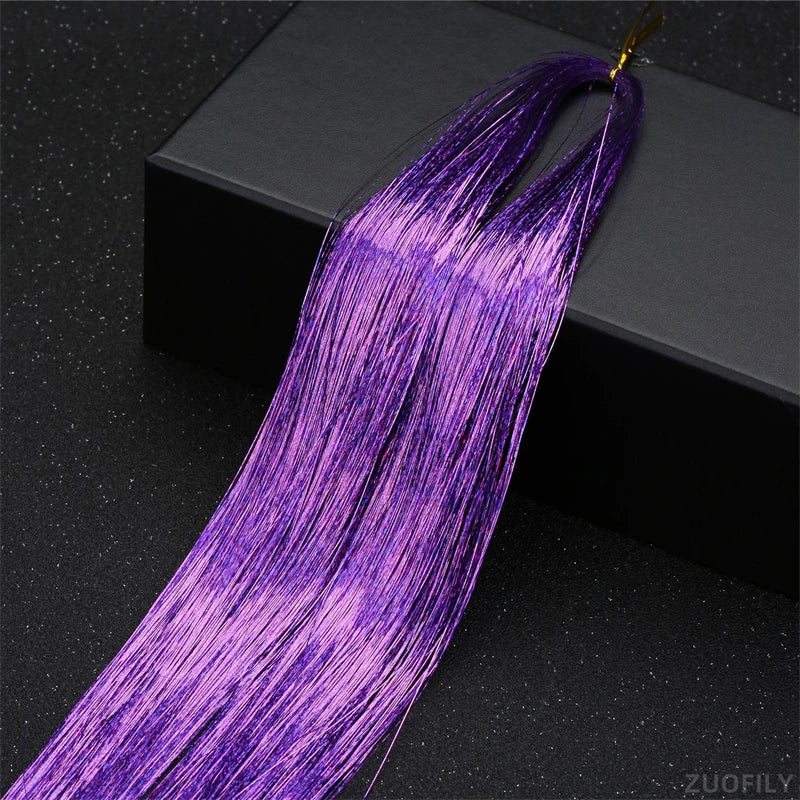 Holographic Hair Tinsel Extensions – Rainbow Glitter Strands Hair Tinsel Extensions PRIMED Light purple