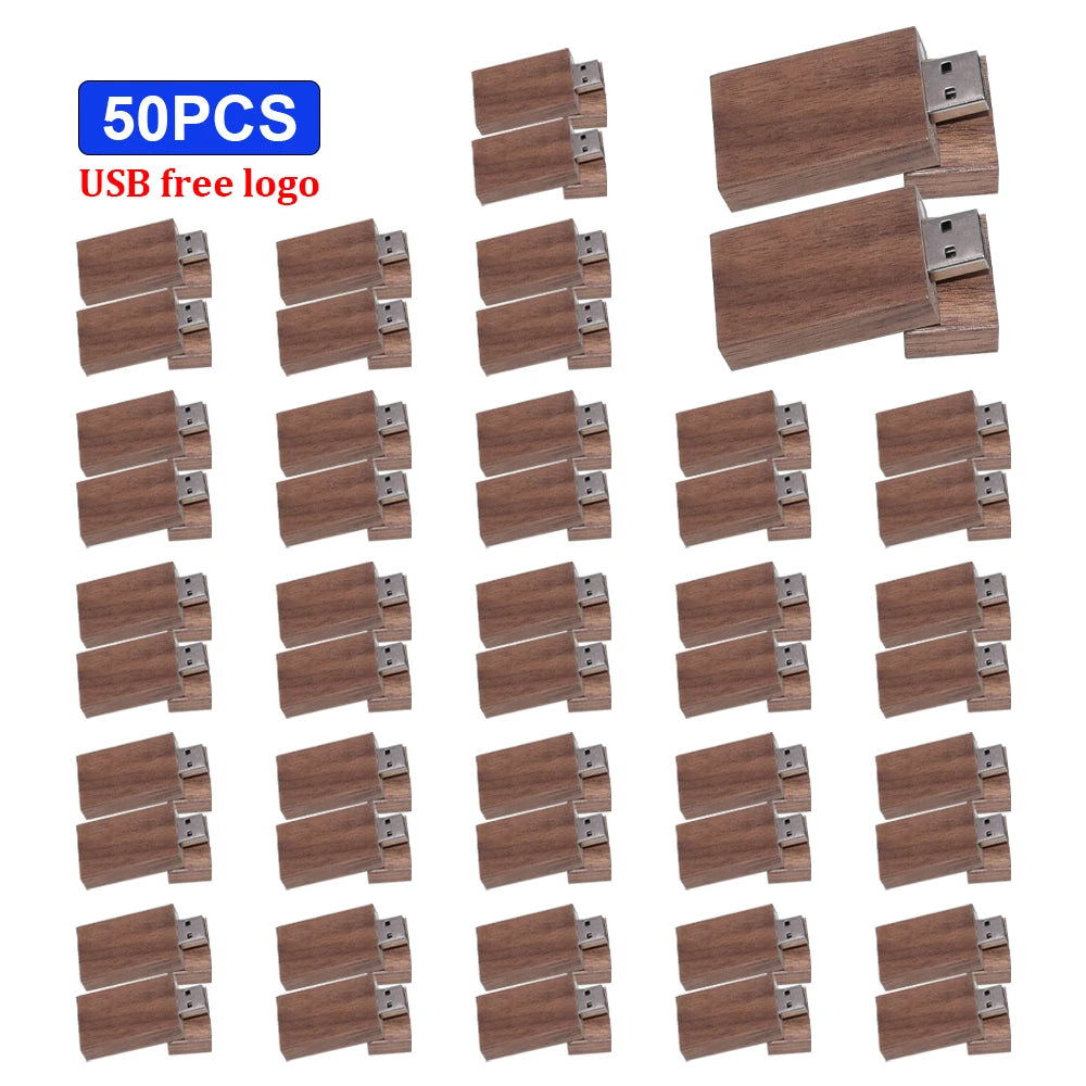 50-Pack Wooden USB Flash Drives 32GB/64GB Custom Logo Gift USB Flash Drive PRIMED 4GB Walnut USB 2.0