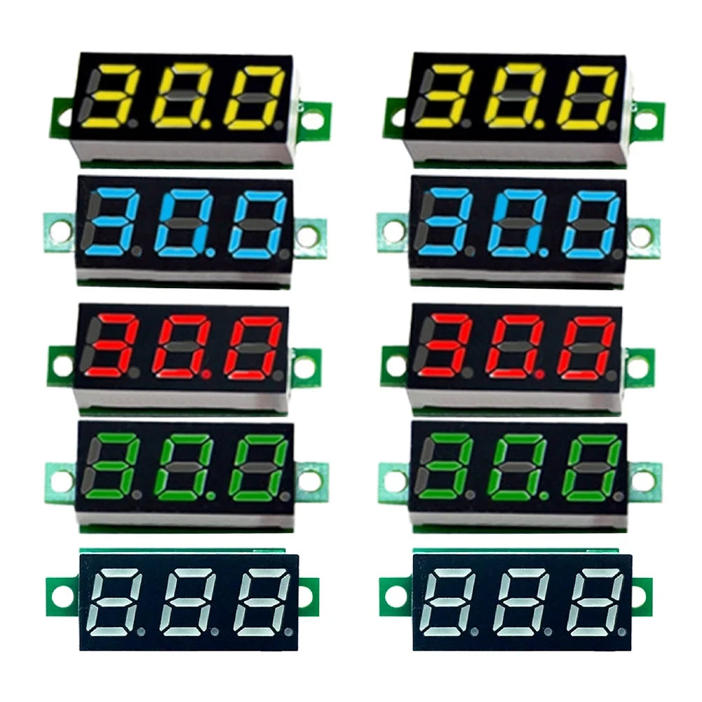 LED Digital Voltmeter 2-Wire DC 2.4–40V | Car Dashboard 10-Pack Digital Panel Voltmeter PRIMED Multiple China Mainland