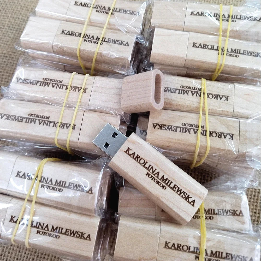 50-Pack Custom Logo Maple Wood USB Flash Drive 4GB–64GB Wood USB Flash Drive PRIMED