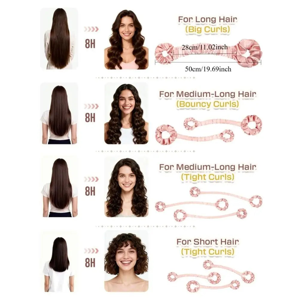 Heatless Silk Satin Hair Roller – Crease-Free Curling Scrunchie Heatless Hair Roller PRIMED