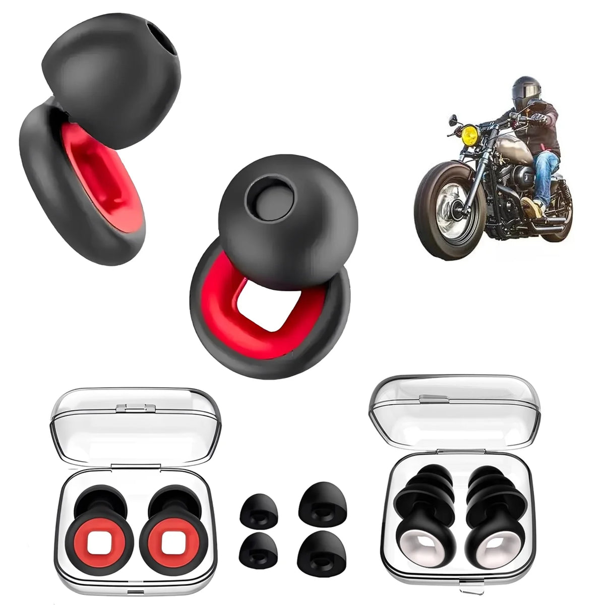 Silicone Noise Reduction Earplugs – Motorcycle & Sleep Use