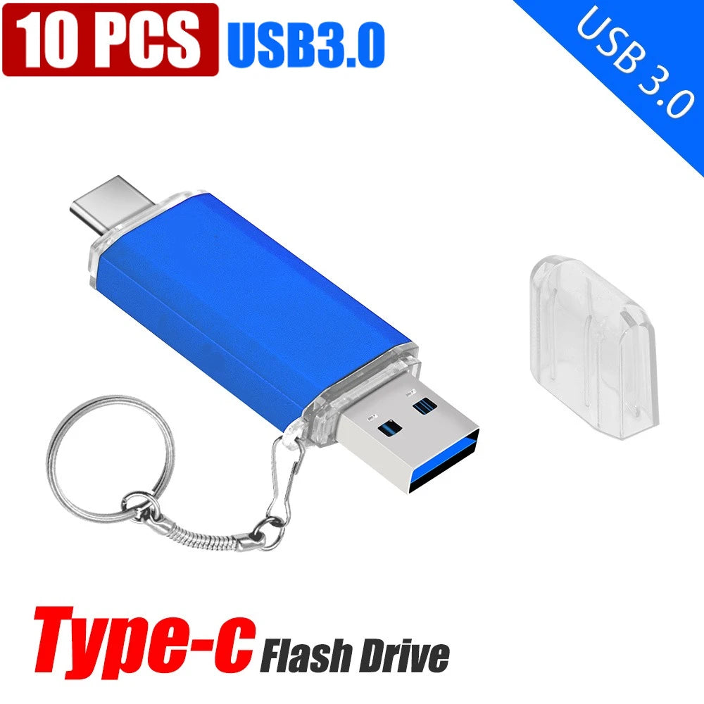 USB 3.0 Type-C 2-in-1 Flash Drive 8GB–128GB | Bulk 10/50 Pack USB Flash Drive PRIMED 4GB Blue 10PCS China Mainland