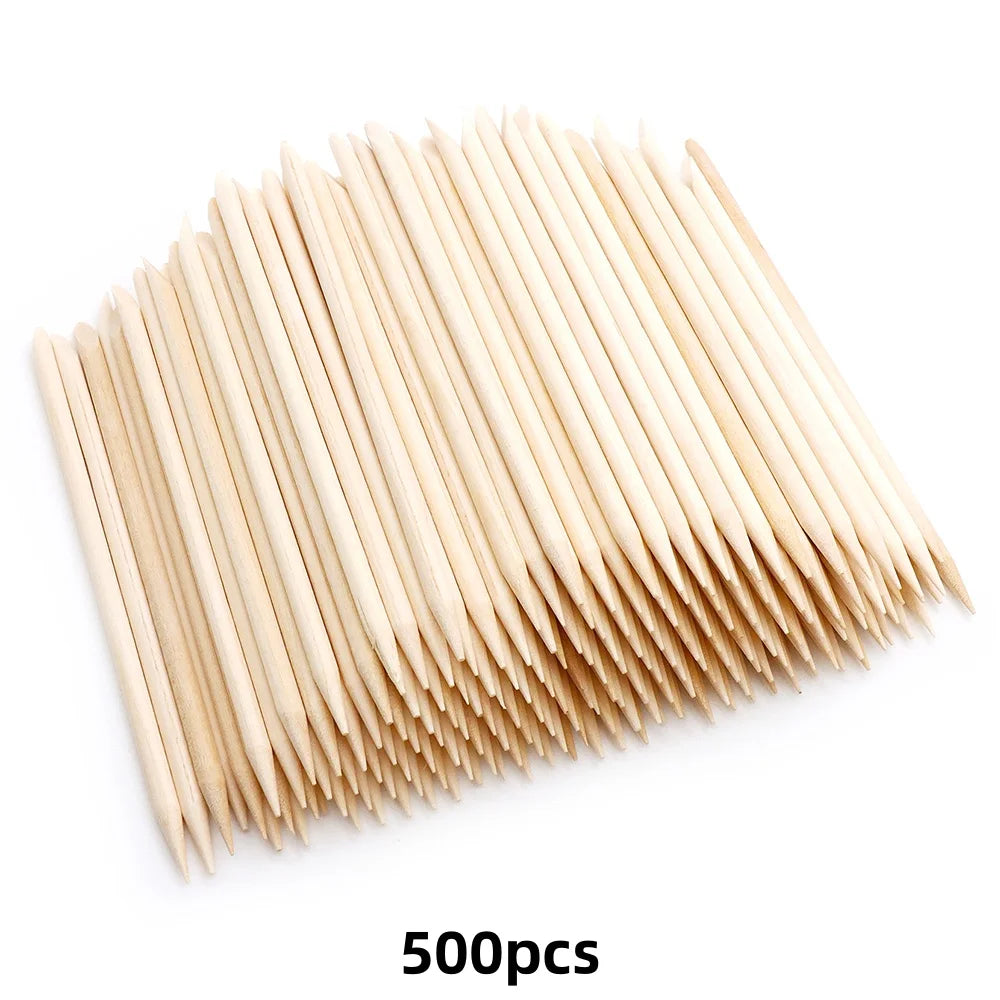 Wood Nail Cuticle Sticks Double-Ended Orange Sticks 100/200/500Pcs