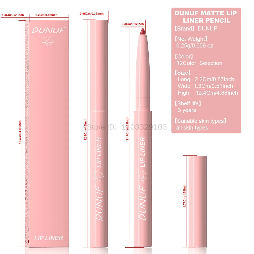 Waterproof Matte Lip Liner Pencil – 12 Colors Long-Lasting