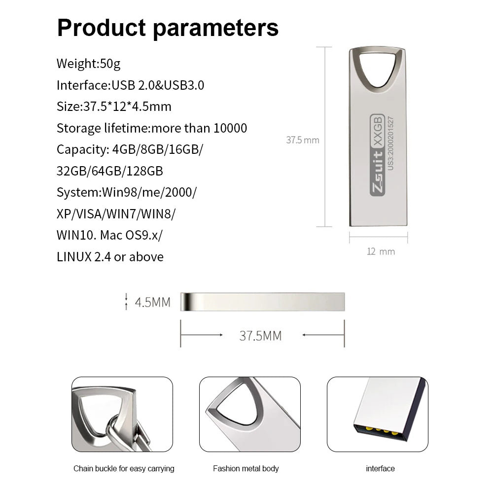 Zsuit 128GB Mini Metal USB Flash Drive | Free Custom Logo