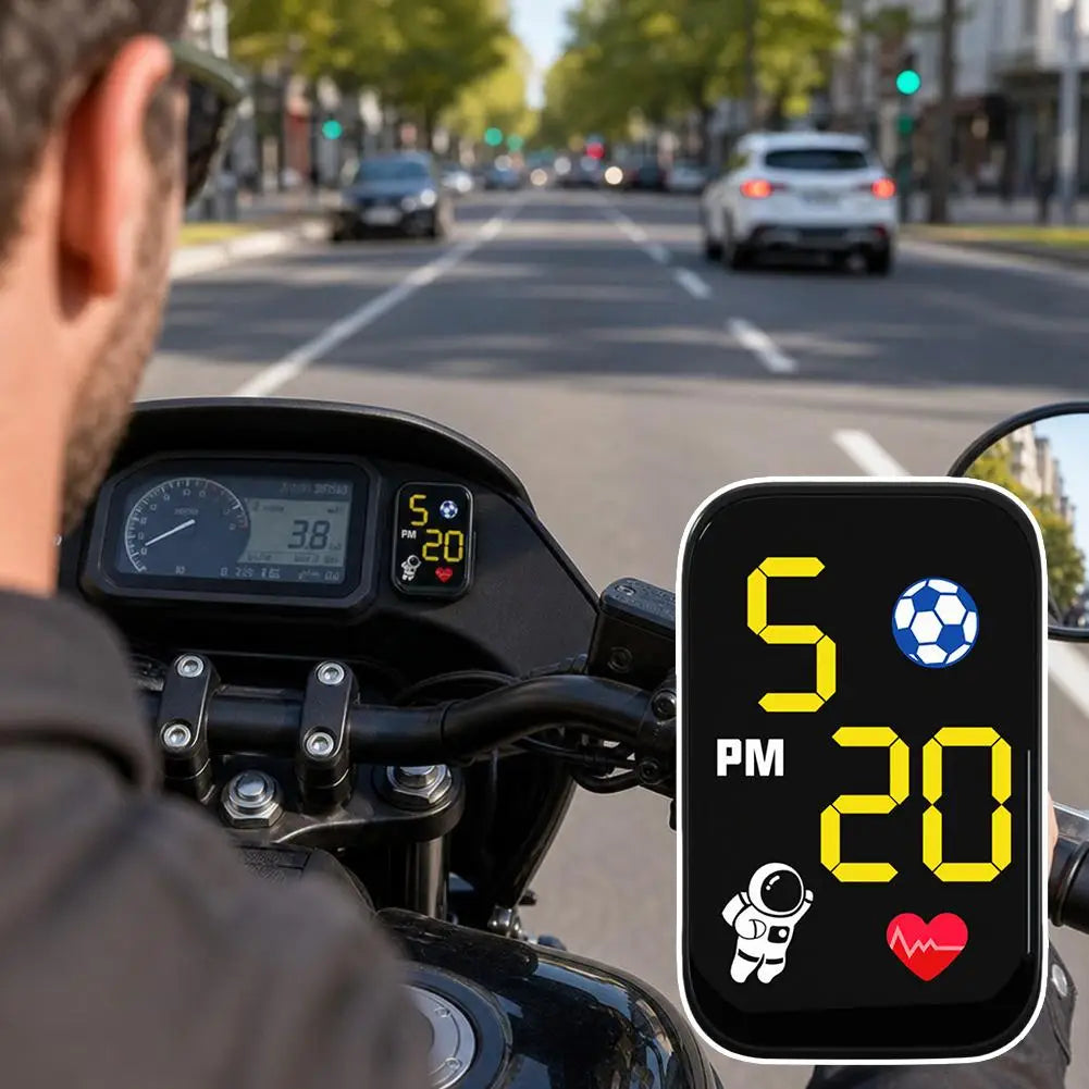 Waterproof Mini Motorcycle Digital Clock LED Dash Mount Watch