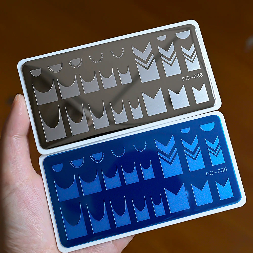 MAFANAILS Nail Stamping Plates – French Tip & Wave Stencils Nail Stamping Plate PRIMED TL-FG-036