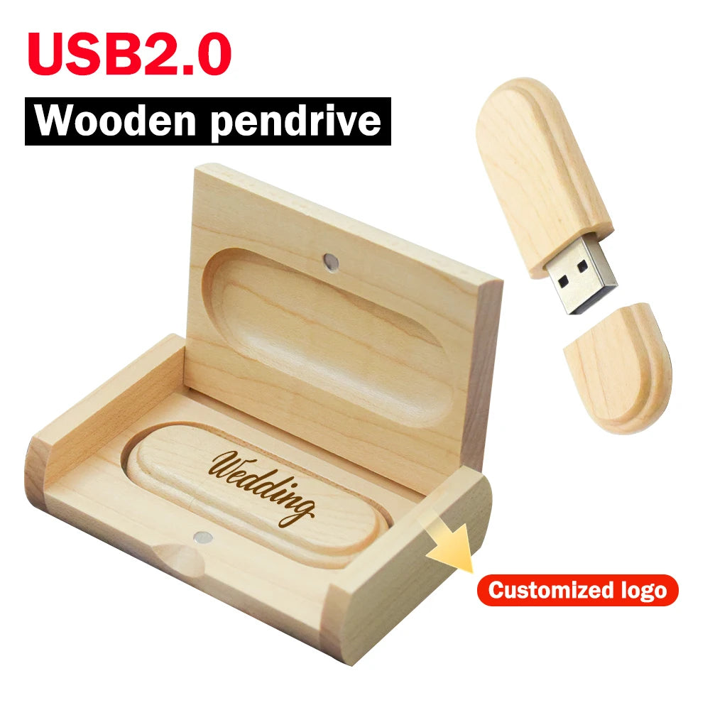 Wooden USB Flash Drive Custom Logo Bulk 4GB–64GB | 10/20/50 Pack USB Flash Drive PRIMED