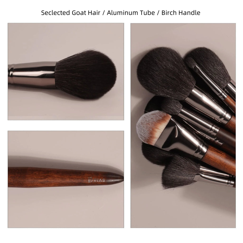 Goat Hair Makeup Brush Set – Foundation, Blush & Eyeshadow