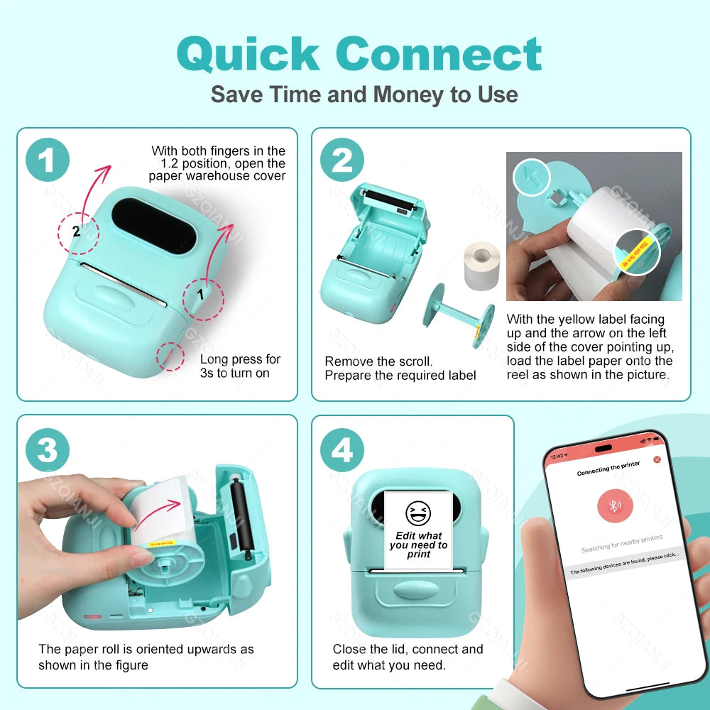 Marklife P50 Bluetooth Thermal Label Printer | Portable Label Maker Thermal Label Printer PRIMED