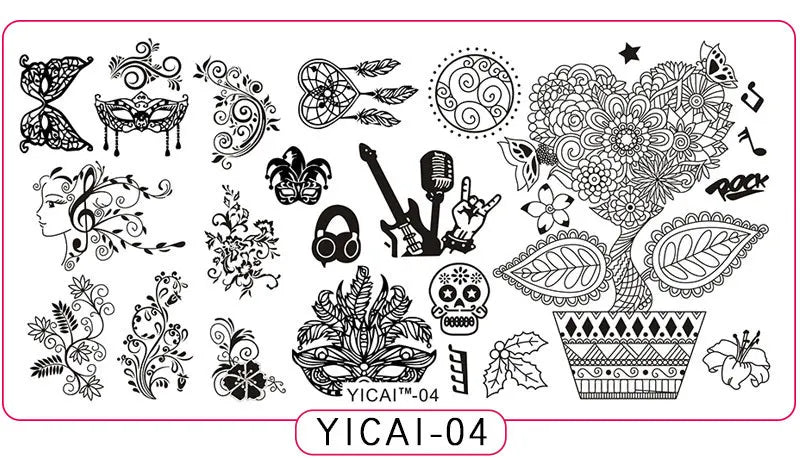 MAFANAILS YICAI 3D Flower Nail Stamping Plate – 40 Designs Nail Stamping Plate PRIMED 04