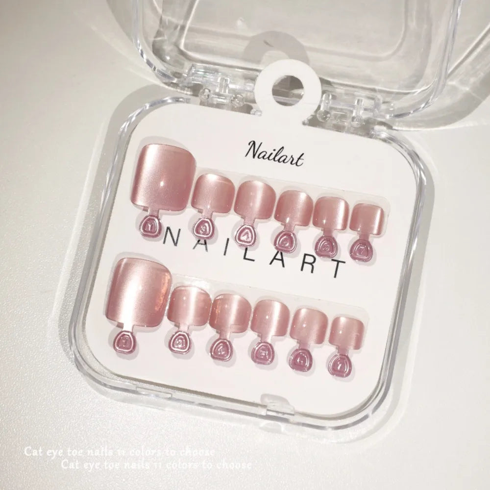 Cat Eye Press-On Toe Nails | Shiny Y2K Full Cover Tips